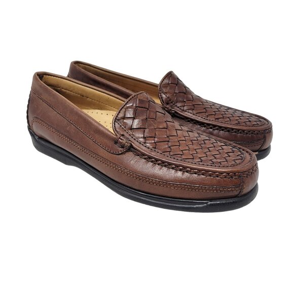 Dockers Other - Vintage Old Money Academia Professor Woven Leather Driving Loafers Brown Slip-On